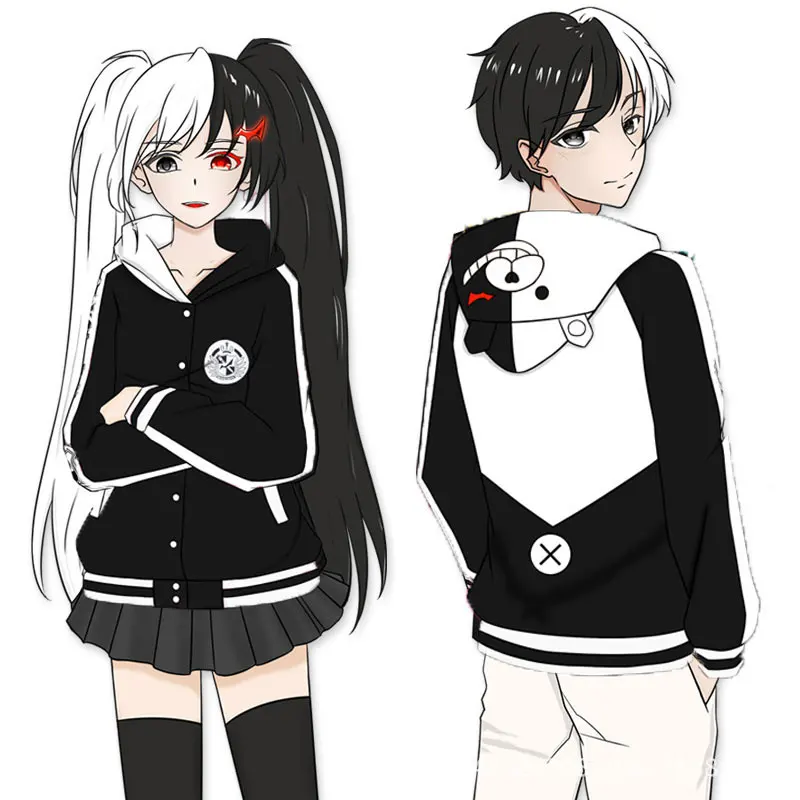 

Хлопковая толстовка с капюшоном для взрослых, унисекс, аниме, Danganronpa Monokuma, костюмы для косплея для женщин, мужчин, размер Pluz