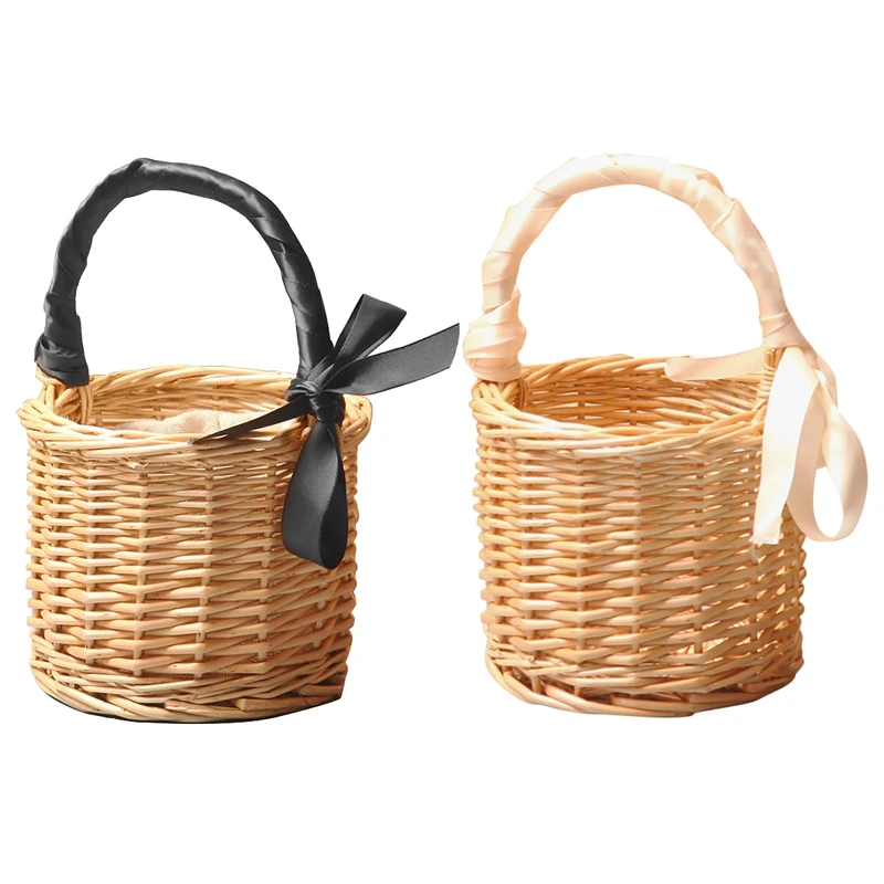 Picnic Basket Mini Wicker Hand Fruit Packaging Decorative Prop | Дом и сад