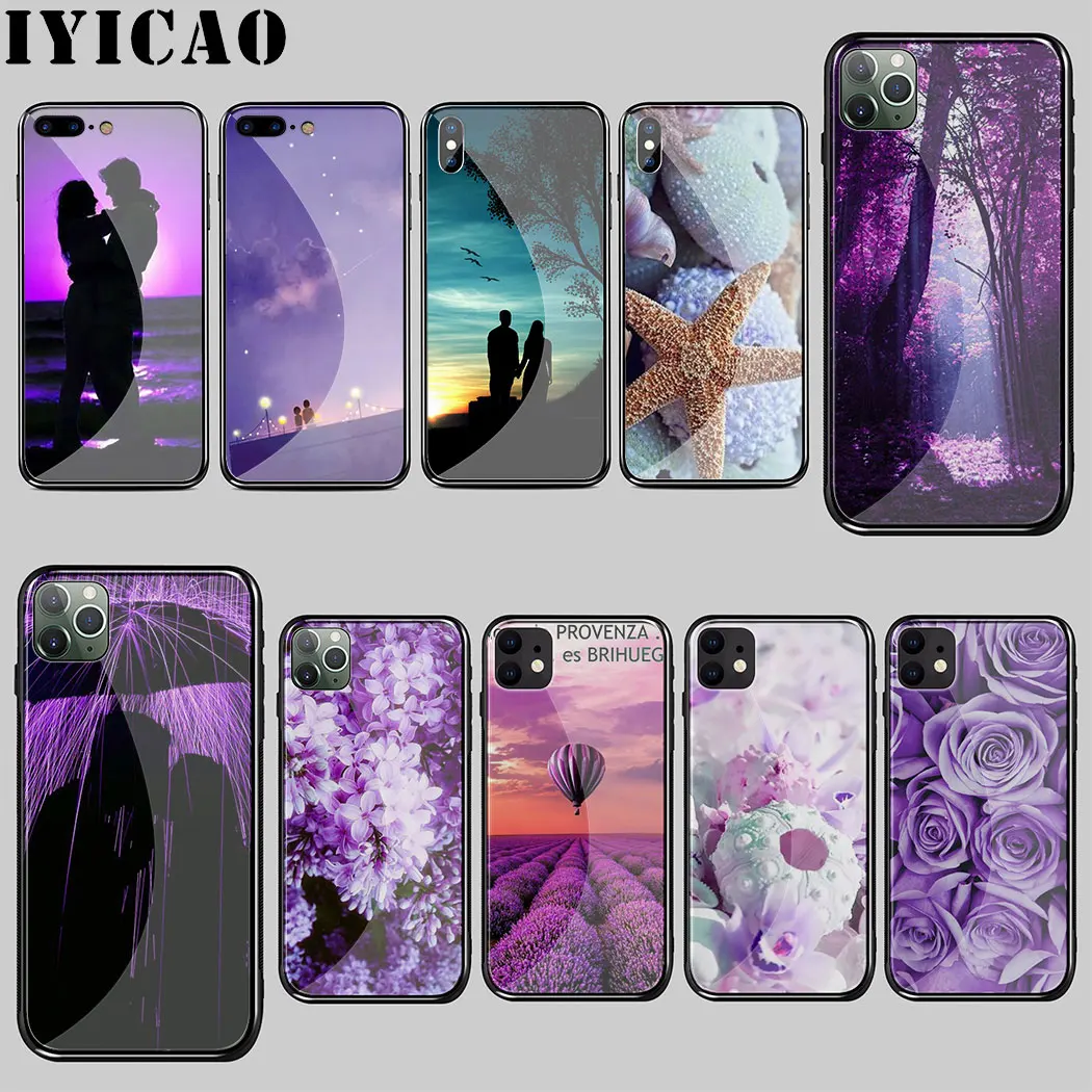 Чехол infinity on фиолетового цвета из закаленного стекла чехол для iPhone 5 5S SE 6 6S 7 8 Plus 11