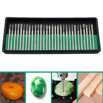

30pcs Durable Diamond Grinding Head Burr Bits Fine Workmanship Multi-function Jade Stone Carving Polish Rotary Tool