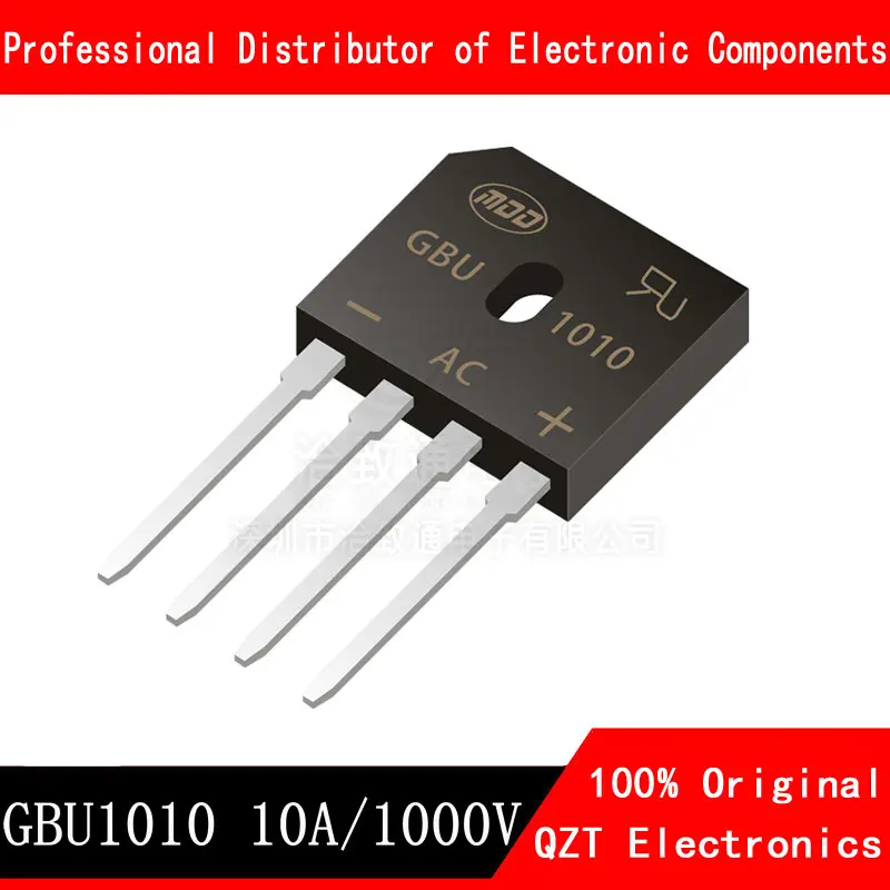 10pcs/lot GBU1010 10A 1000V DIP-4 diode bridge rectifier In Stock 100 200 500 1000 2000pcs db207 bridge rectifier 2a 1000v dip rectifier bridge stack dip 4 db footprint