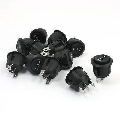 

AC 250V 6A 125V 10A SPDT 1NO 1NC 3Pin 3Position Boat Rocker Switch 12Pcs