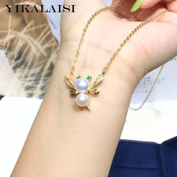 

YIKALAISI 925 Sterling Silver Jewelry Pearl Pendants 2019 Fine Natural Pearl jewelry 5-6/8-9mm Pendants For Women wholesale