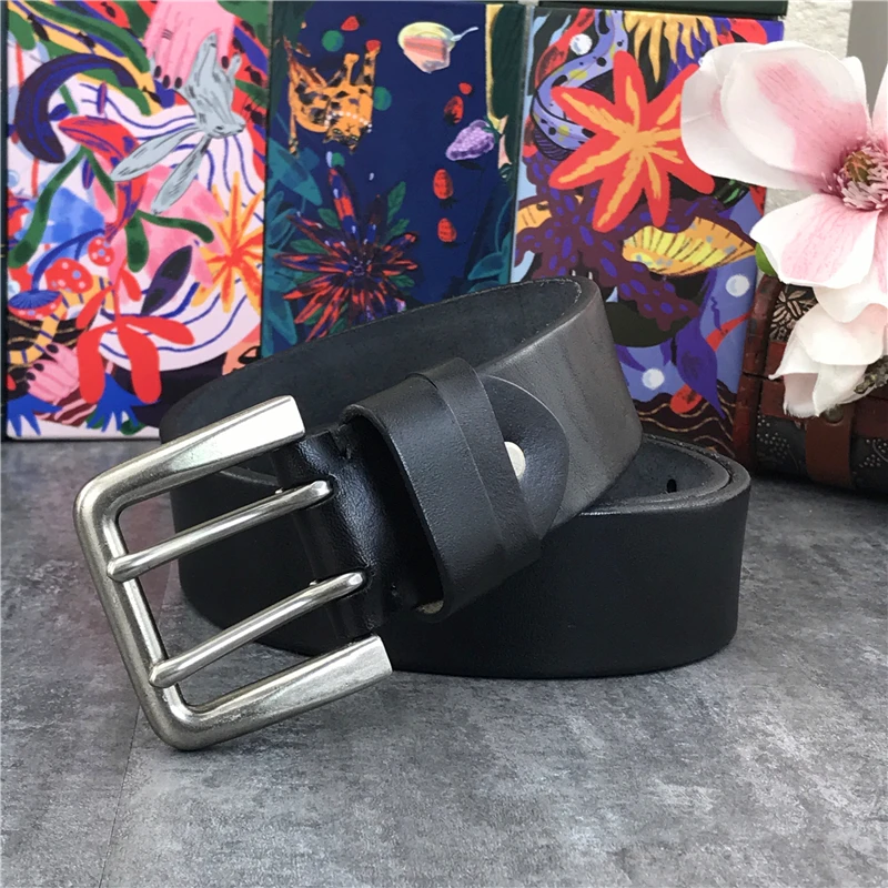 cowboy belt Super Wide 4.2CM Luxury Thick Genuine Leather Men Belt Double Buckle Belt Ceinture  Leather Belt Men Jeans Trouser Belt MBT0018 black leather belt