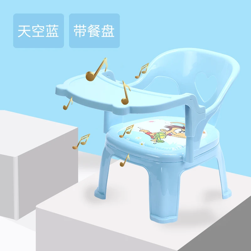 Детский обеденный стол обеденный стул мультяшное сиденье Пластиковый Стул маленькая скамейка стул для детей стол и стул детский стол и стул - Цвет: Blue