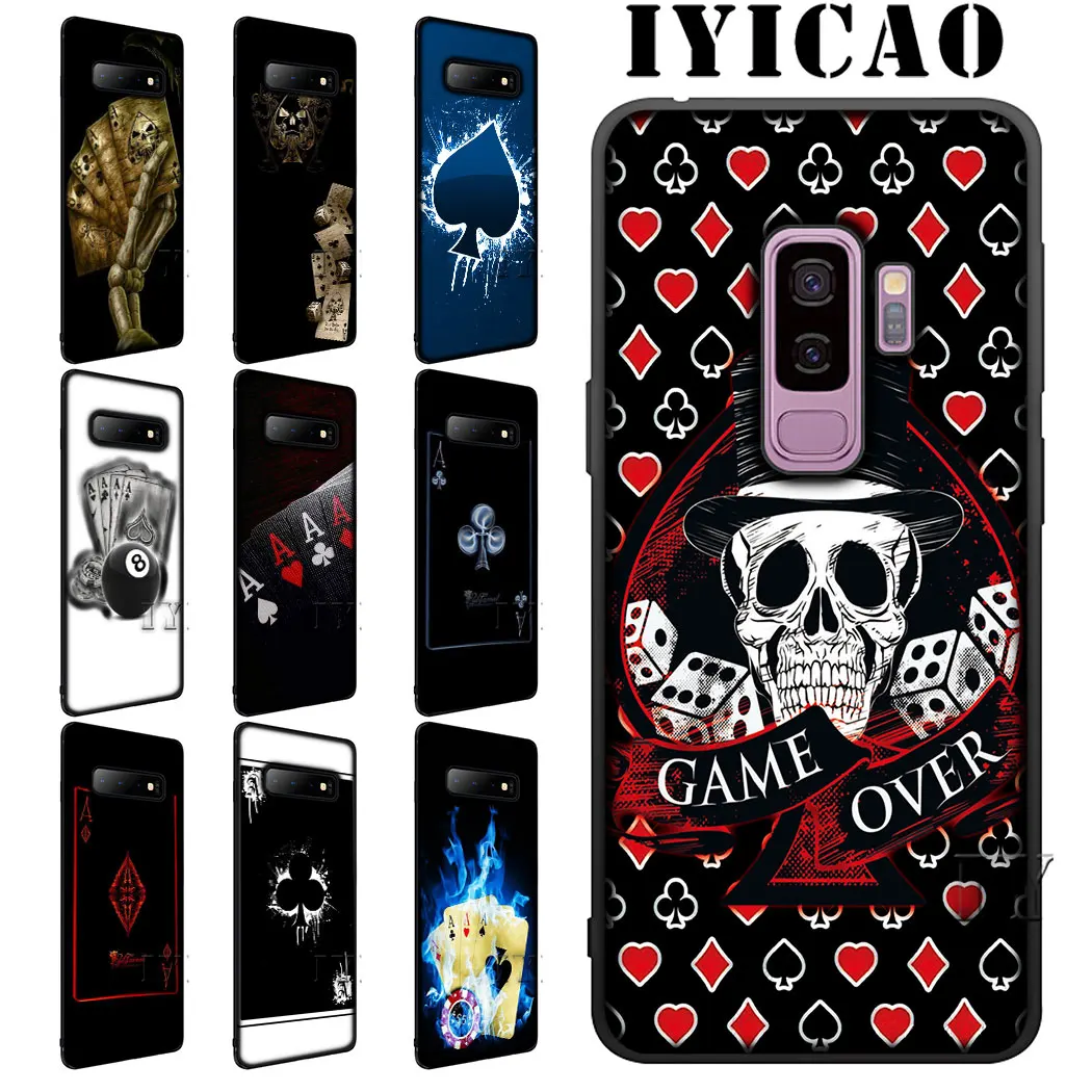 IYICAO poker Soft Silicone Phone for Samsung S6 S7 S8 Edge S9 S10 Plus S10e J6 Cover |