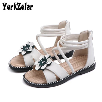 

Yorkzaler Kids Sandals Casual Girl Sandals Floral Artificial Leather Zipper Casual Children Sandals Fashion Beach Shoes Footwear