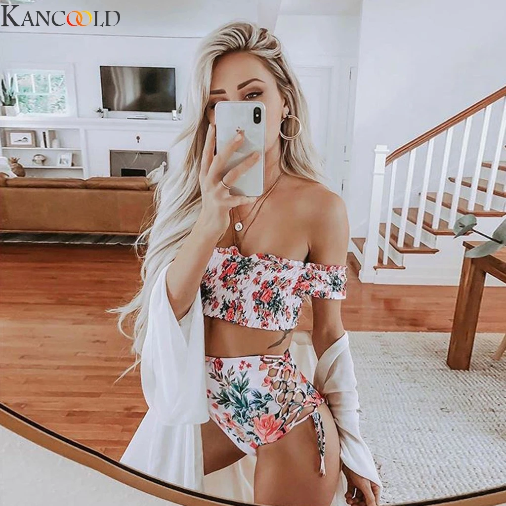 

KANCOOLD Women Split Bandeau Bandage Bikini Set Push-Up Brazilian Swimwear Beachwear Swimsuit Stroj Kapielowy Micro Mini Bikini