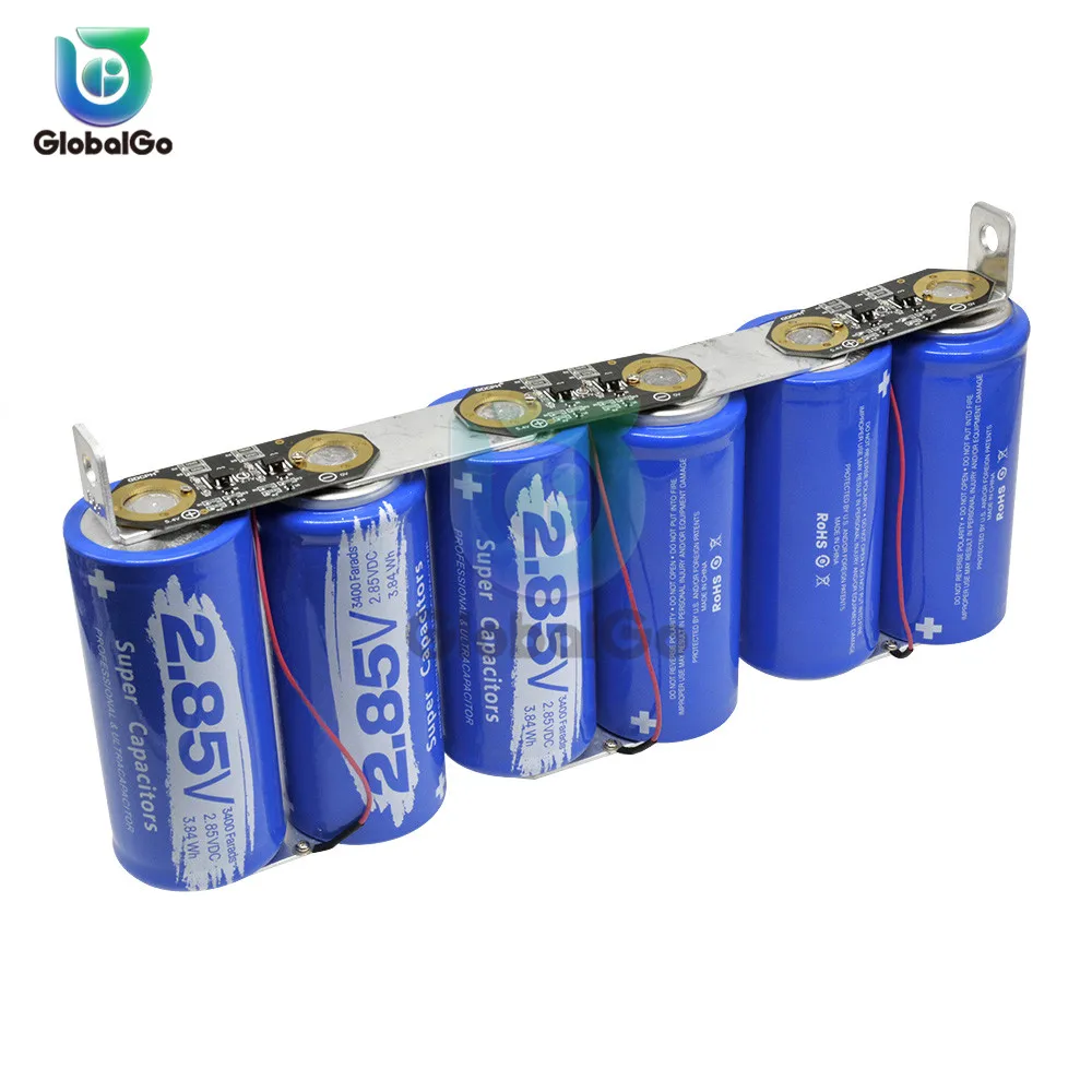 

6pcs/Lot 2.85V 3400F Super Farad Capacitors with Protection Board Single Row Automotive Capacitor for Auto Car Toy Diy Set