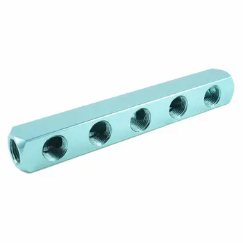 

Thread Ports Aluminum Manifold Block Splitter 1/2"PT Air Pneumatic 5 Positions