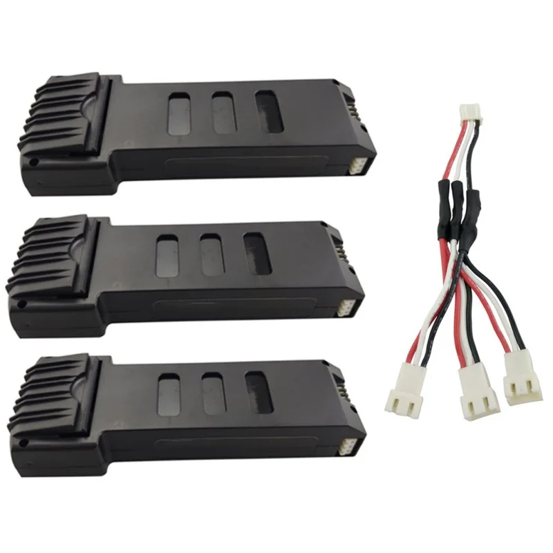 

3Pcs 7.4V 1200Mah Lithium Battery With 1 To 3 Charging Conversion Line For E511 E511S Folding Quadcopter Spare Battery