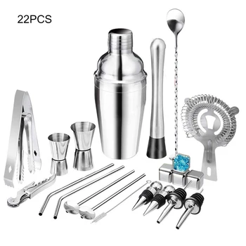 

22 PCS Stainless Steel Cocktail Shaker Mixer Wine Martini Boston Shaker For Bartender Drink Party Bar Tools 550ML/750ML