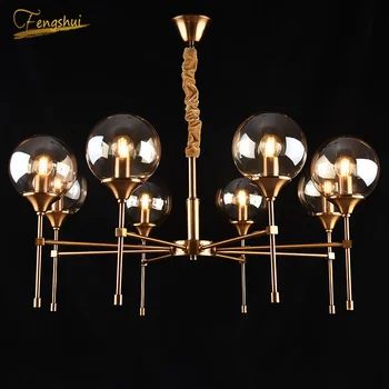 

Nordic Luxury Chandelier Iron Glass Lampshade Modern Kitchen Ceiling Lighting Living Room Bedroom Lamp Light Fixture