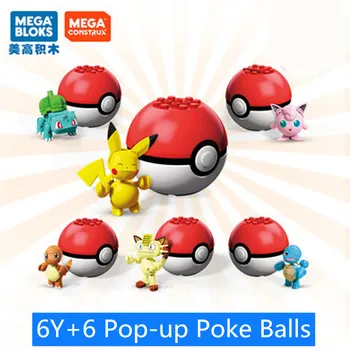 

Mattel MEGA BLOKS Pokemon Ball Series Small Building Blocks Pikachu Pocket Monsters Cosplay Pop-up Poke Balls Kids Toy Gifts