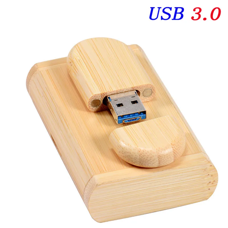Корабль деревянный 2-в-1 сменный интерфейс USB 3,0 PC и Android, usb флеш-накопитель 4Гб до 128 GB, изготовленный на заказ журнал - Color: Bamboo  With Box