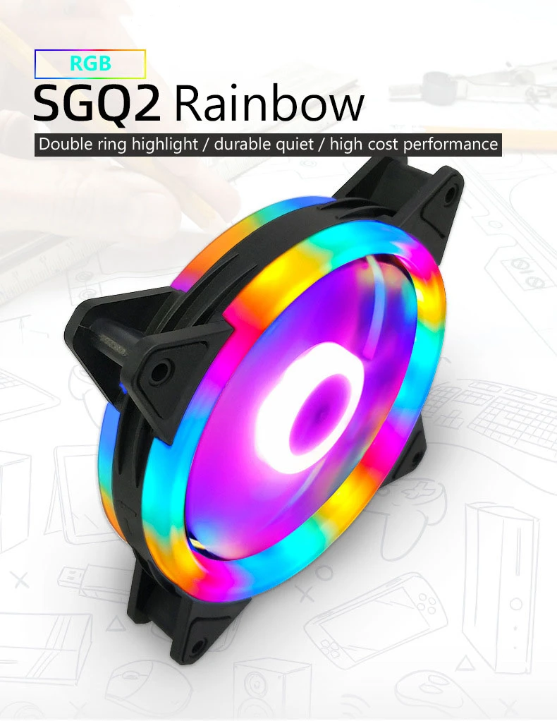 Цветная (Rgb) чехол вентилятор охлаждения вентиляторы 120 мм 3pin красочные синий и