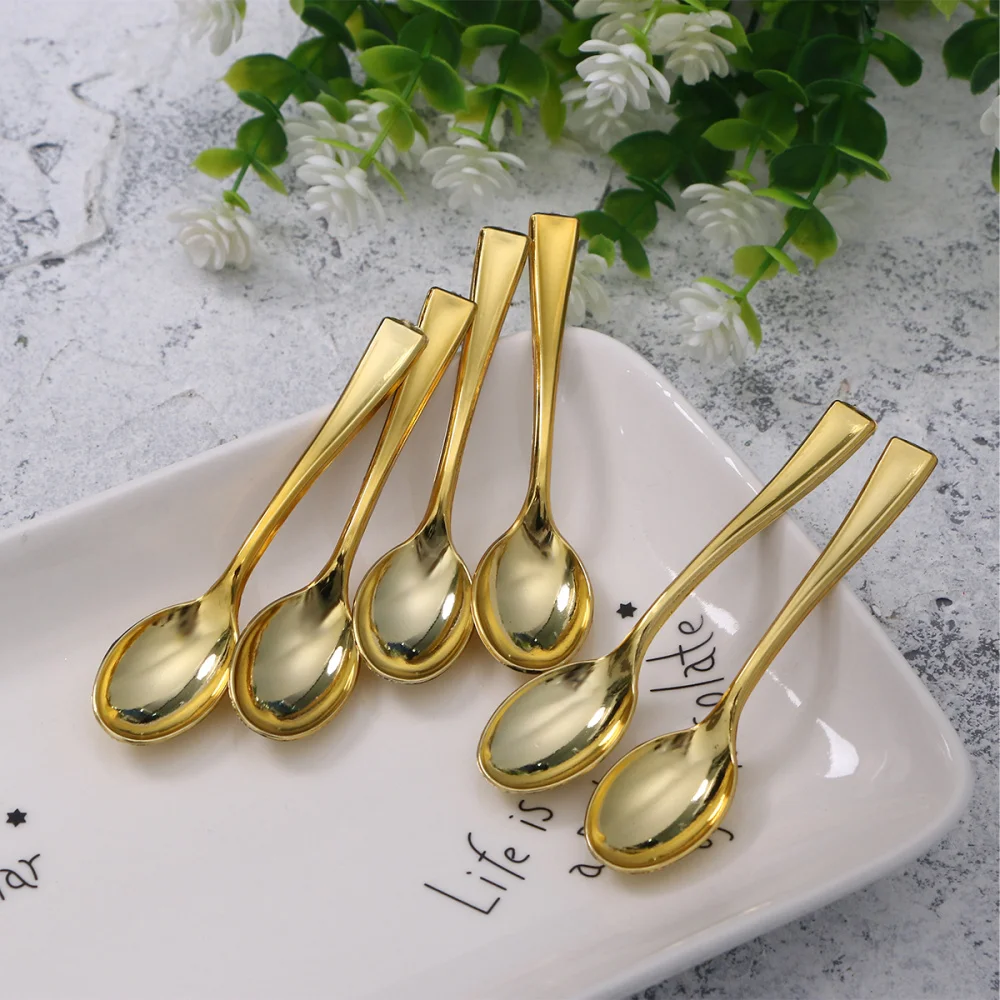 72PCS Disposable Golden Mini Spoon Set Imitate Metal Flatware for Barbecue Party Picnic | Дом и сад