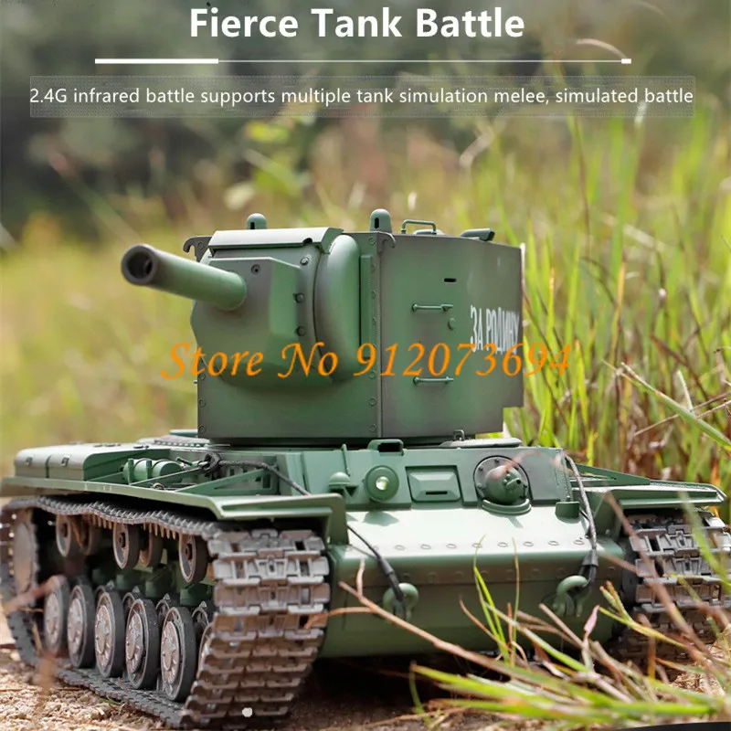 1:16 KV-2 Simulation Military Remote Control Heavy Tank Smoke Device Infrared Battle 320° Turret Rotation Metal Track RC Boy Toy 4