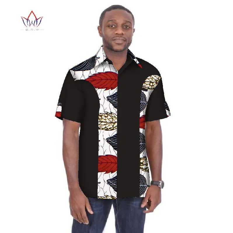 Традиционная Мужская африканская одежда мужские рубашки с коротким рукавом Дашики Мужская африканская рубашка с принтом размера плюс мужская одежда 6XL BRW WYN05 - Цвет: 2