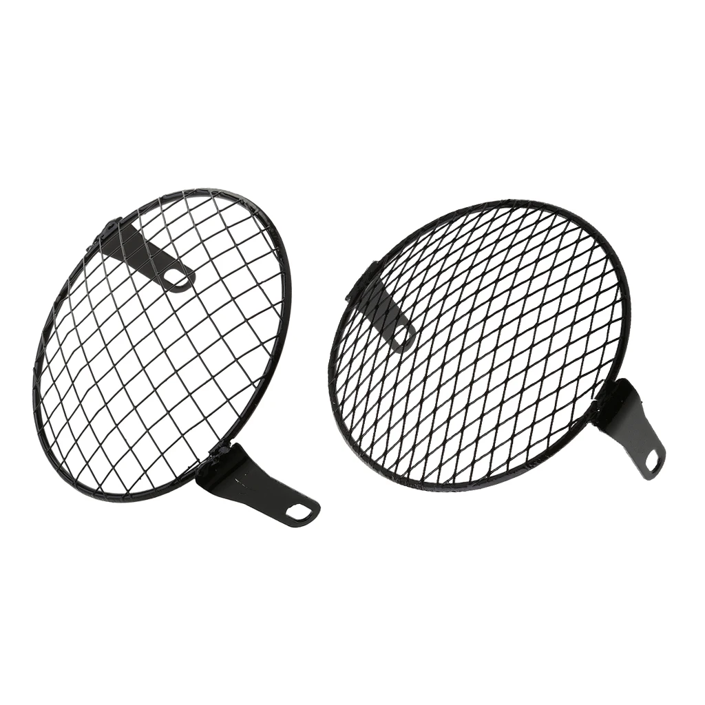 6.3 Inch Retro Motorcycle Grill Side Mount Headlight   Square Net Cover Mask