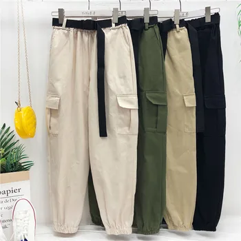 

Harajuku overalls new women's Korean version of the super fire high waist loose casual pants