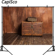 Fondo de fotografía de madera oscura vintage de Capisco, maletas Retro con tema de viaje para bebés y niños, Fondo para estudio fotográfico