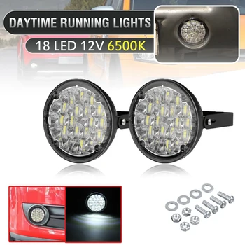 

2Pcs 12V 18 LED Round Fog Lights Lamps DRL Bright Daytime Running Light Work Light for Truck Trailer SUV ATV UTV