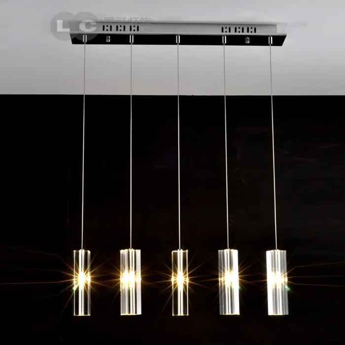 

Modern Minimalist Rectang Crystal Pendant Light For Bar Dining Room 5 Head /8 Crystal Hanging Lighting Lamp Ing deco maison