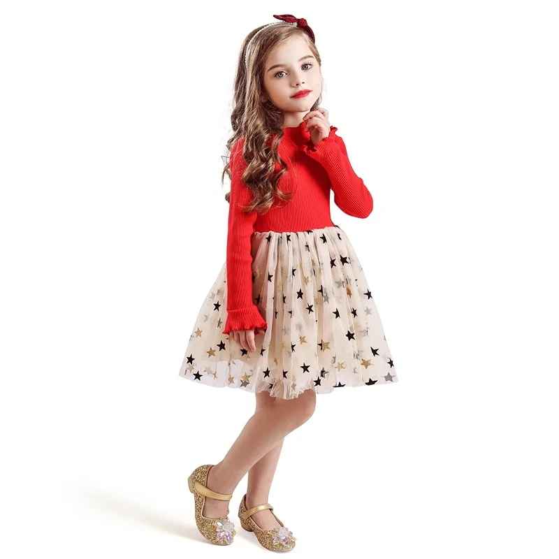 Robes pour filles Robes tutu en maille tricotées décontractées pour vacances 2-8 ans