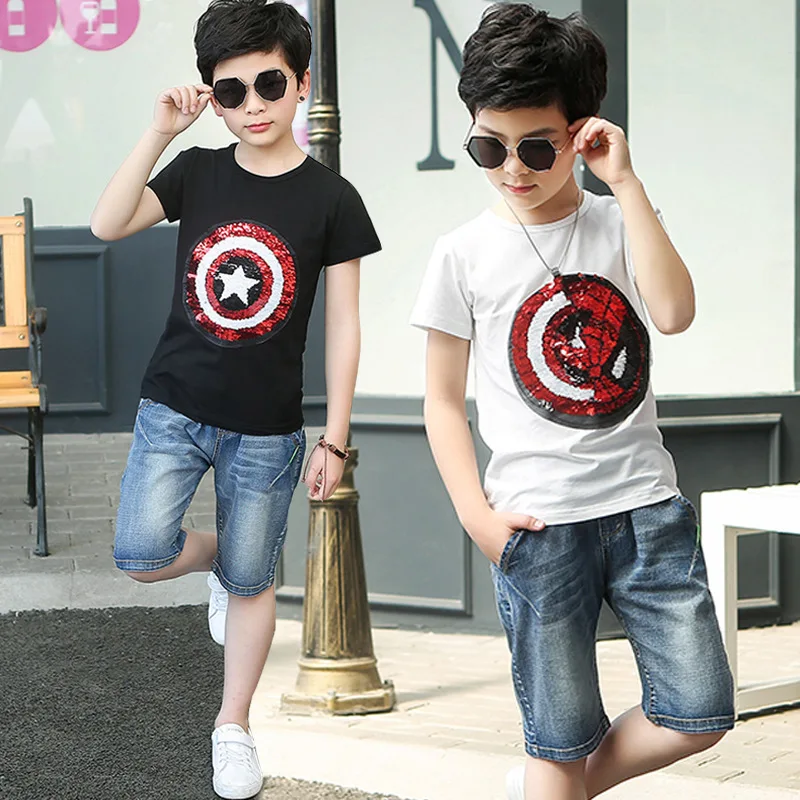 

Childrenswear BOY'S Summer Wear Set 2019 New Style Big Boy Korean-style Children Summer Short-sleeved Western Style Handsome Two