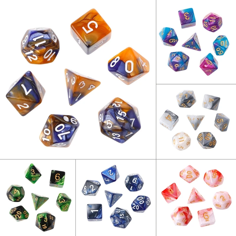 7 шт./компл. акриловые полигедрические кости для TRPG настольной игры |