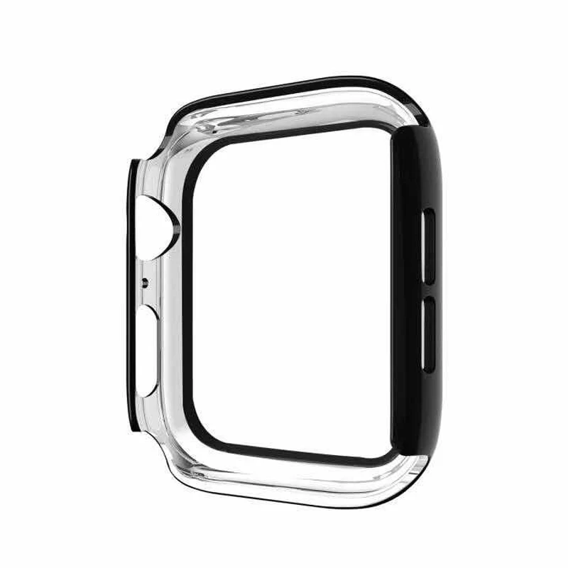 3D пленка из закаленного стекла с чехол для Apple Watch Series 5 4 Защитная крышка для экрана 40 мм 44 мм оболочка для iWatch бампер аксессуары