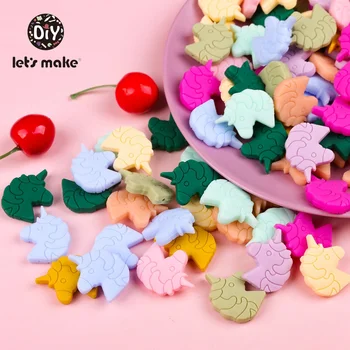 

Let's Make Silicone Beads Food Grade Teething Cartoon Unicorn Cross Cactus Turtle Leaf BPA Free Bead DIY Baby Nursing Bracelet