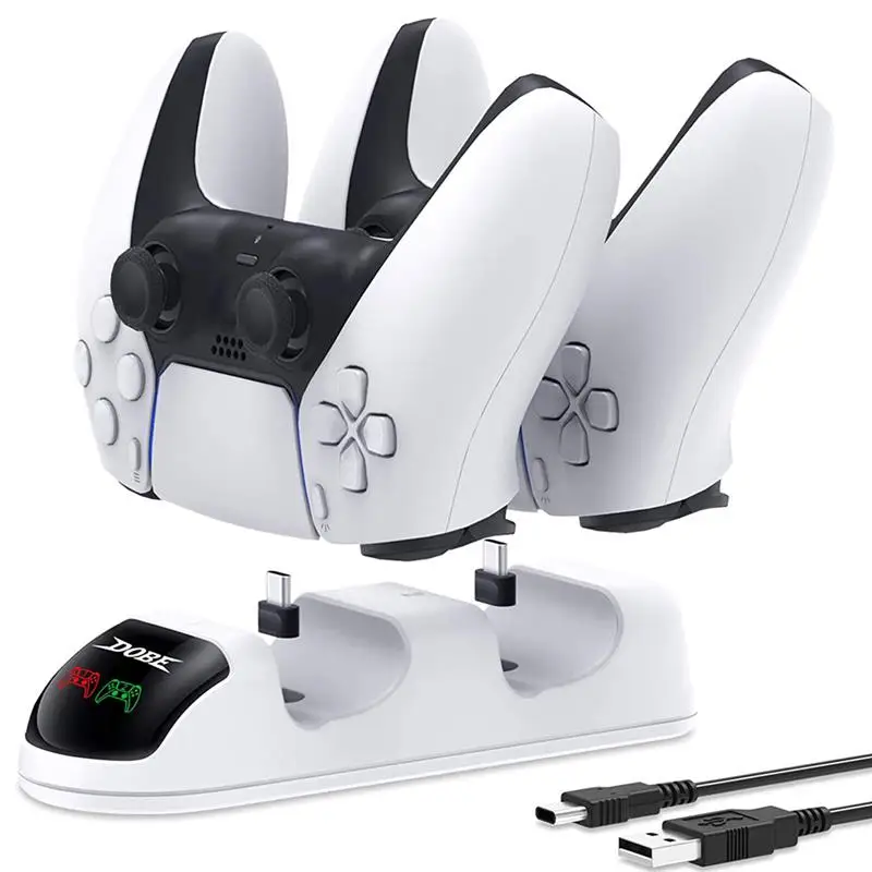 

New Game Controller Dual Charger Plastic Charging Station LED Charging Dock Replacement for PS5