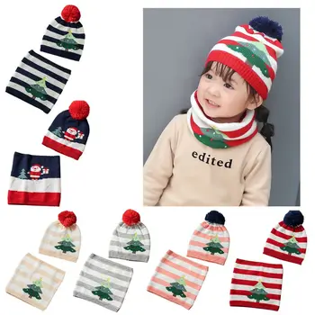 

Children Scarves Neck Hats Autumn Winter Knitted Set Baby Girls Boys Scarf Cap