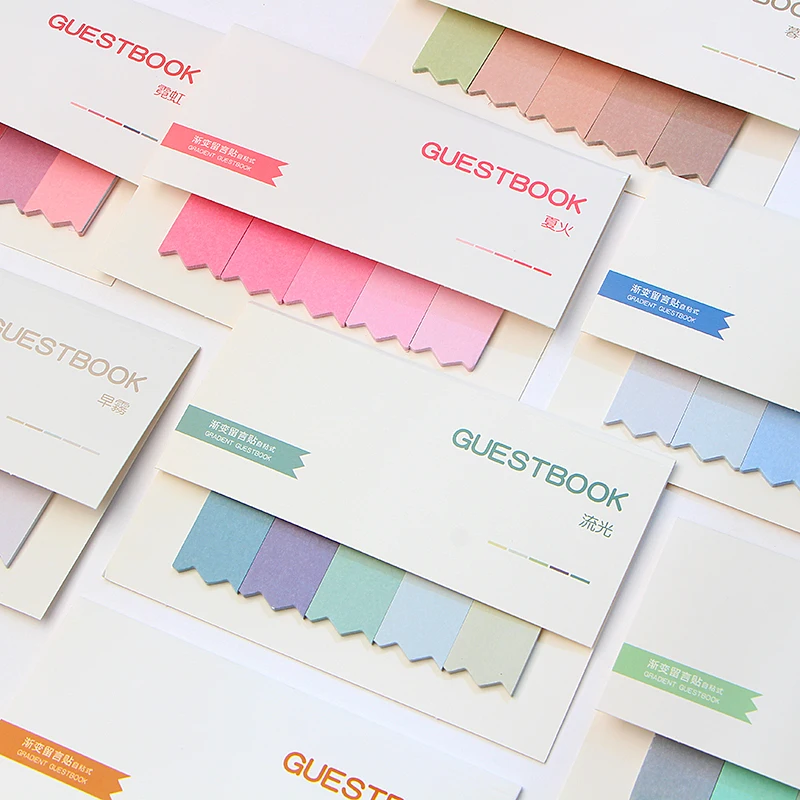 【FUN LIVE】 100 Pages Gradient Memo Pad Sticky Notes Bookmark Index Posted It Planner Stickers Notepads Stationery Office School Supplies. 