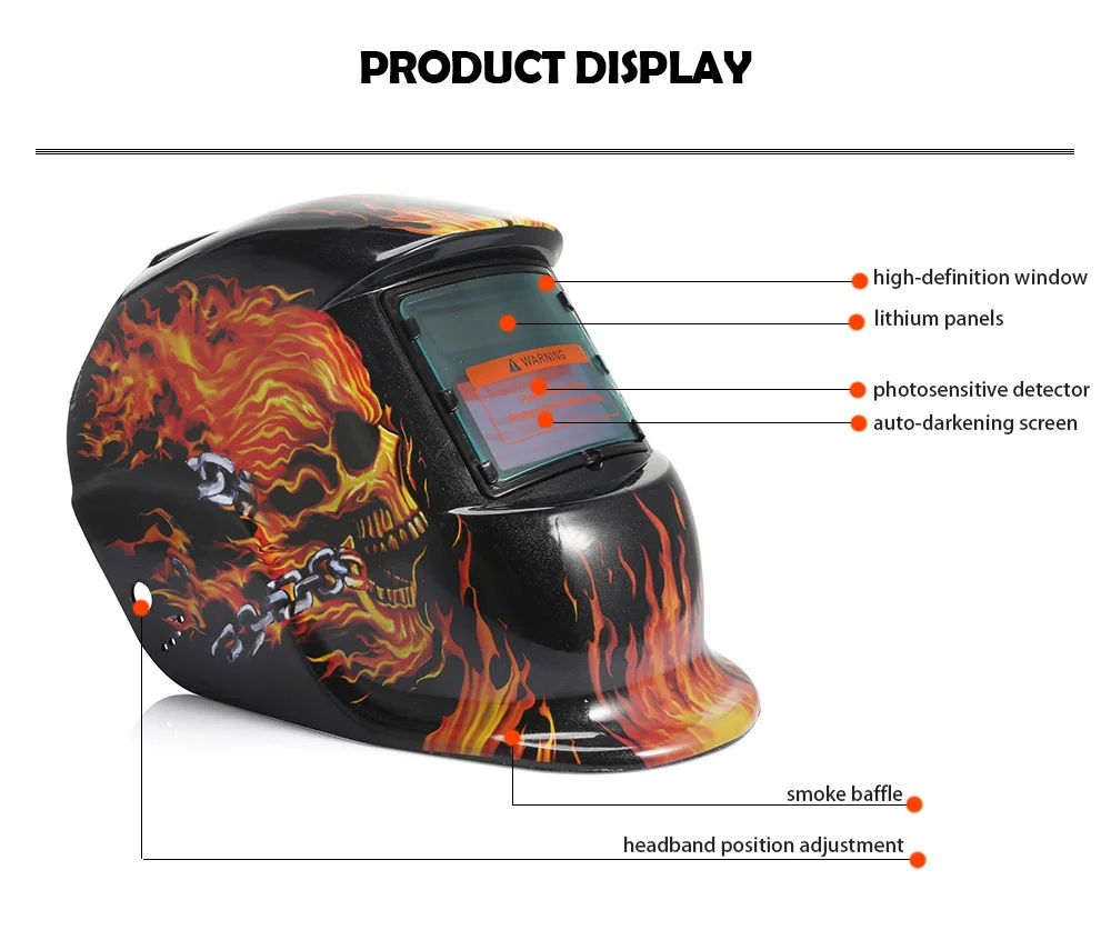 Solar Auto Darkening Welding Mask Helmet Welder Lens Grinding Electric Weld Cap