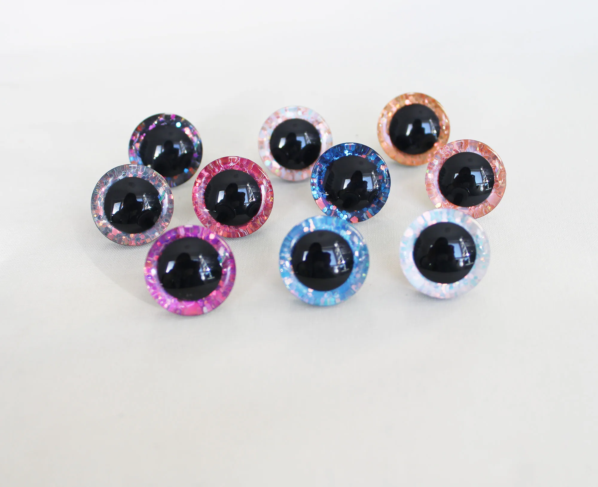 500pcs/lot 9mm to 35mm craft eyes  super fashion 3D glitter toy safety eyes  plush doll eyes  with washer--color option-T10