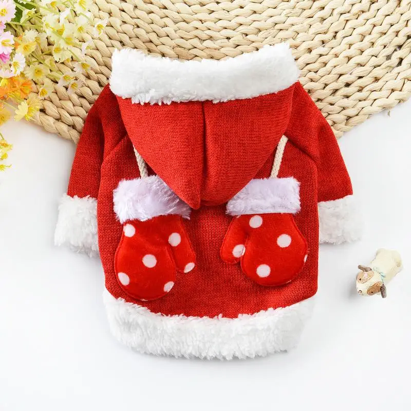 Новогодний для домашних собак костюм милая Одежда для собак костюм рождественское платье для питомцев Рождественская вязаная одежда XS-XL 3 цвета - Цвет: Red
