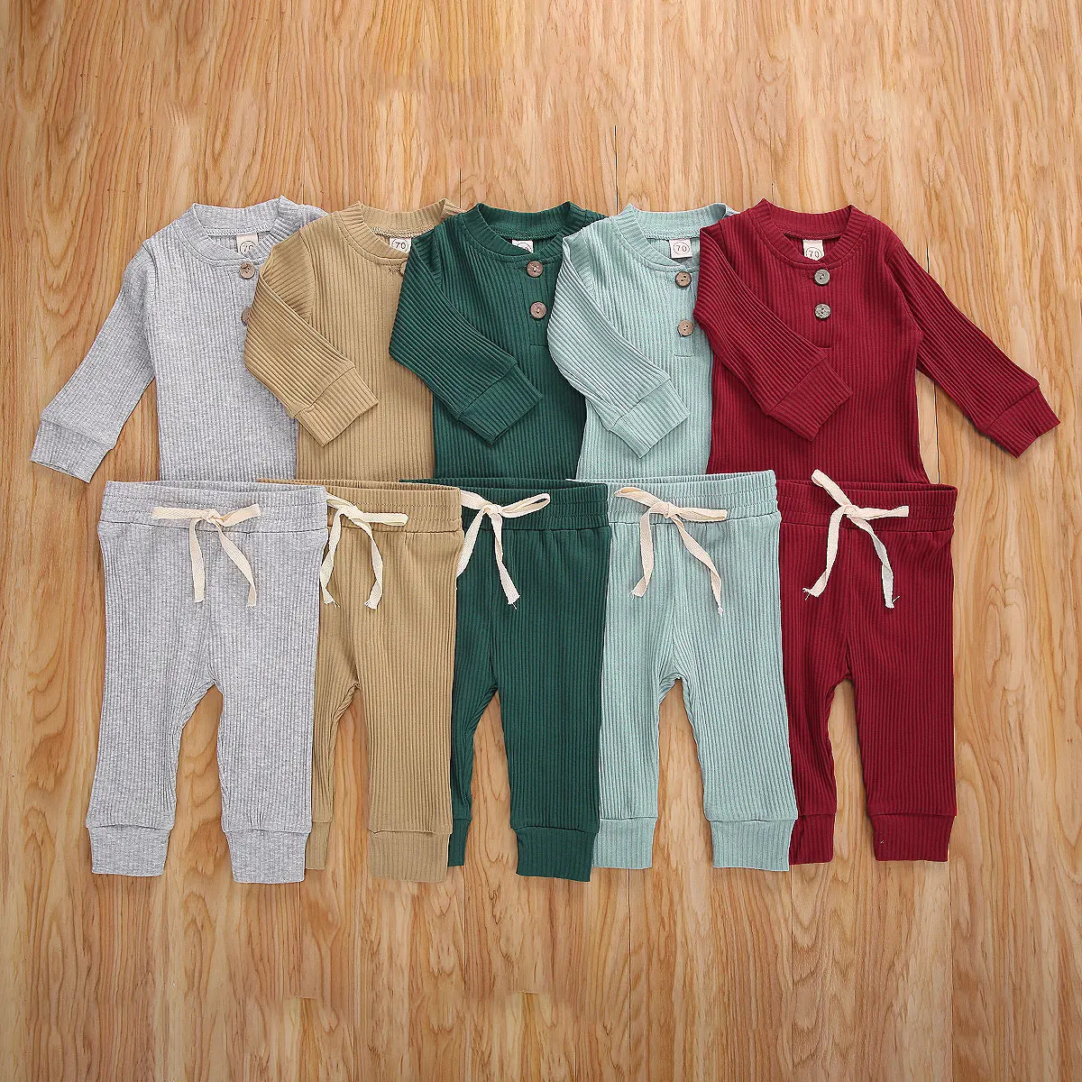 Baby Girl Boy Clothes Spring Autumn 2pcs Solid Color Long Sleeve O Neck