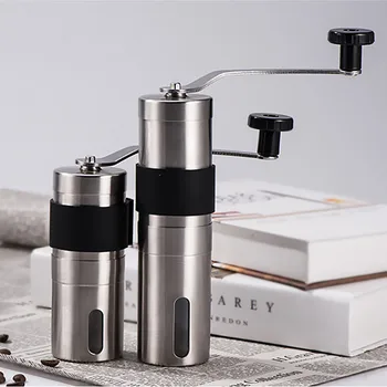 

2 Size Manual Ceramic Coffee Grinder Stainless Steel Adjustable Coffee Tools Ring Loop Kitchen Easy Bean With Rubber Clean Mill