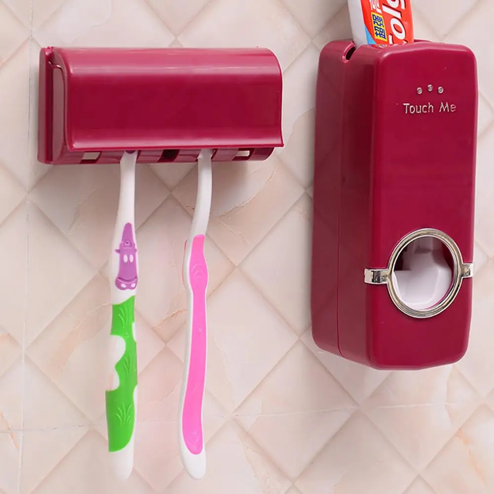 

GloryStar Automatic Touch Me Toothpaste Dispenser 5-Position Toothbrush Holder Set