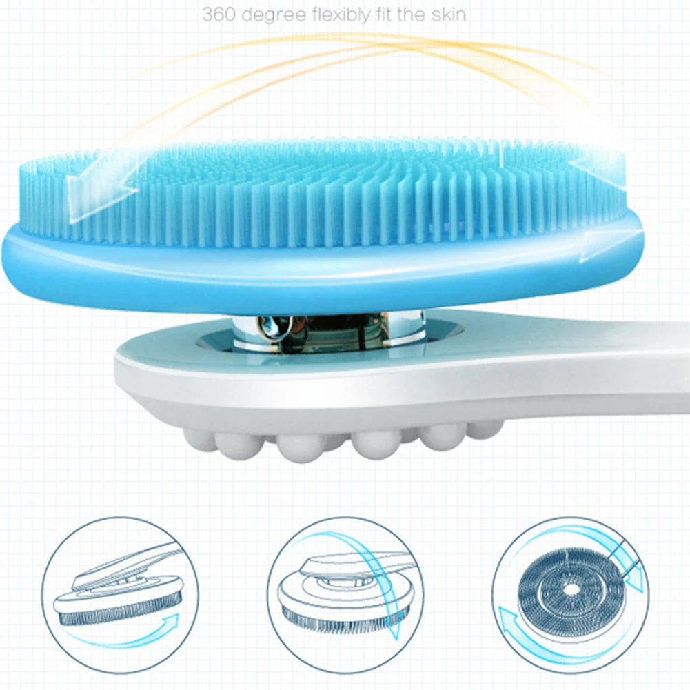 Exfoliating Body Massage Shower Brush Soft Bristle Long Handle Shower Bath Brush Back Scrubber Non-slip SPA Body Skin Care Tool