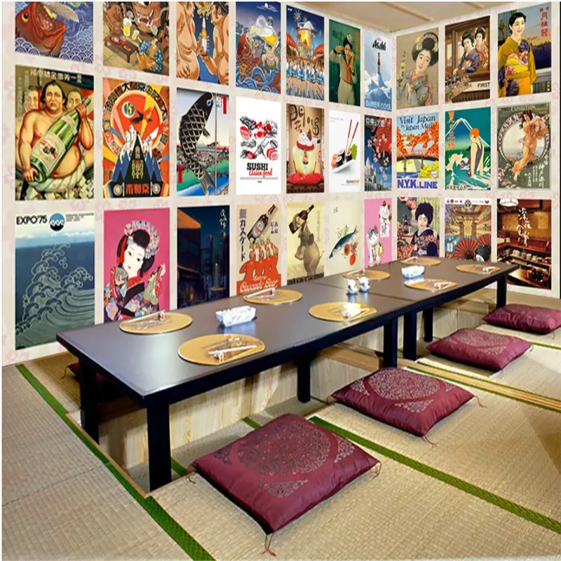 Японская характеристика культуры штампы галерея 3D фото обои s для японской кухни Суши картины маслом на холсте бумаги