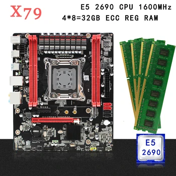

X79 motherboard set LGA 2011 kit with 32G(4*8GB) 1600MHz DDR3 ECC REG memory Intel Xeon E5 2690 CPU MATX NVME M.2 SSD
