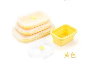 Силиконовый складной контейнер для обеда контейнер для хранения еды Bento BPA Free Microwavable Портативный Пикник Кемпинг прямоугольник наружная коробка - Цвет: C