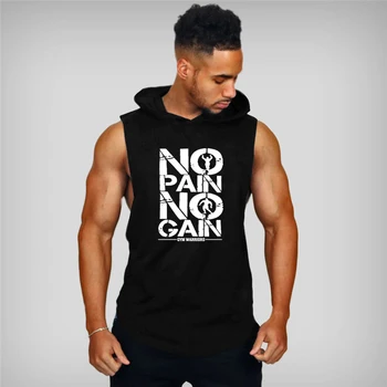 Brand Gyms Clothing Mens Bodybuilding Hooded Tank Top Cotton Sleeveless Vest Sweatshirt Fitness Workout Sportswear Tops Male 1