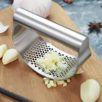 

Stainless Steel Garlic Press Garlic Rolling Tool Curved Grinder Mincing Masher Durable Household Kitchen Cooking Gadgets