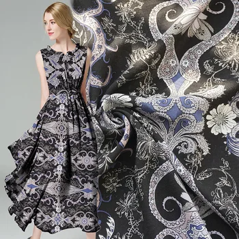 

Multi flower cotton reactive printing fabric summer new retro tropical rainforest flower drape dress women's fabric