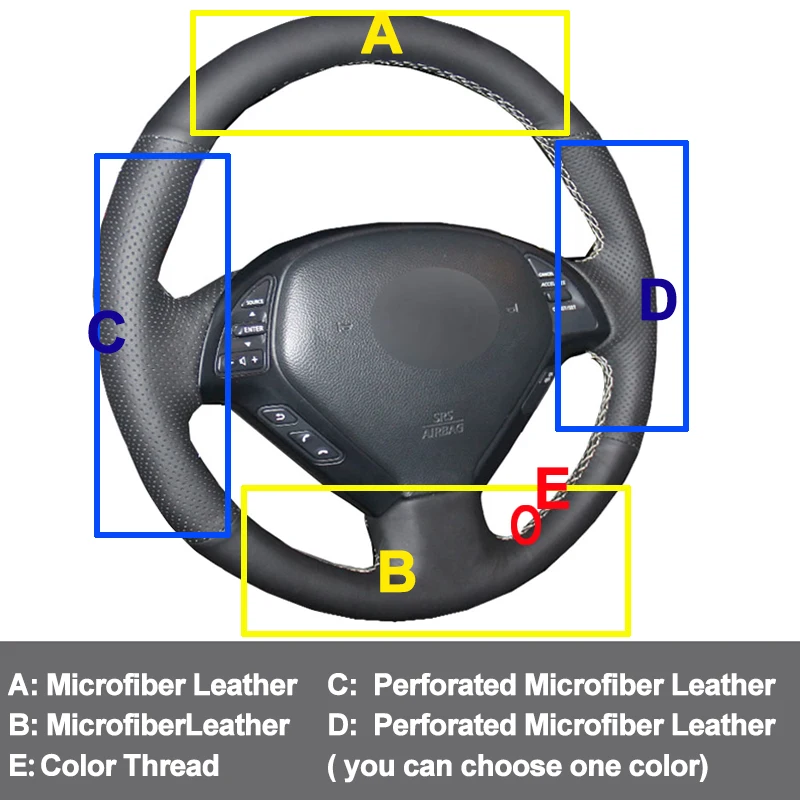 Авто рулевое колесо Крышка для Infiniti G G25 G35 G37 2007-2013 EX EX35 EX37 Q Q40 Q60 QX50(по ТИХООКЕАНСКОМУ летнему времени США)- Volant